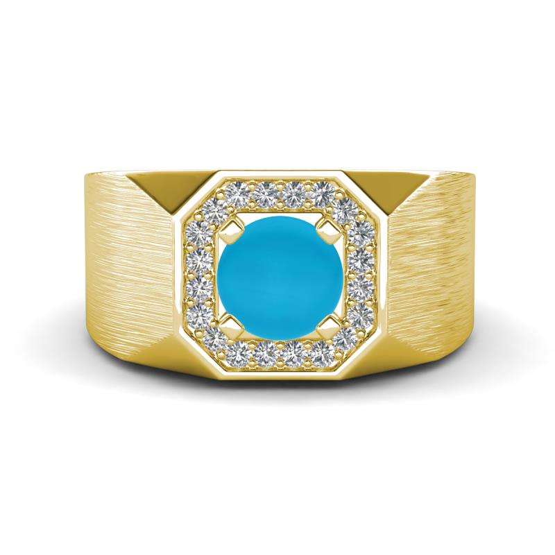 Dominic 0.92 ctw Turquoise Hexagonal Halo Men Wedding Band (11 mm) 