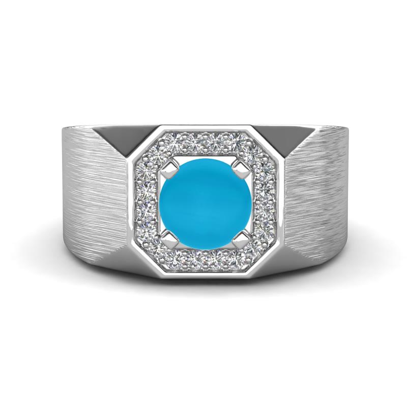 Dominic 0.92 ctw Turquoise Hexagonal Halo Men Wedding Band (11 mm) 