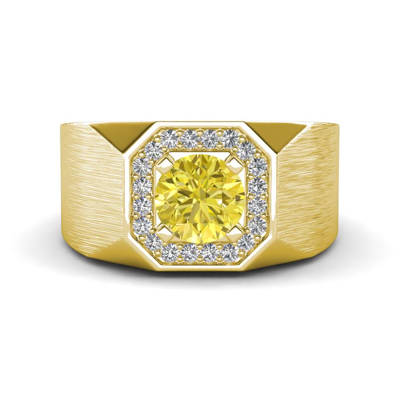 Dominic 1.30 ctw Yellow Diamond Hexagonal Halo Men Wedding Band (11 mm) 