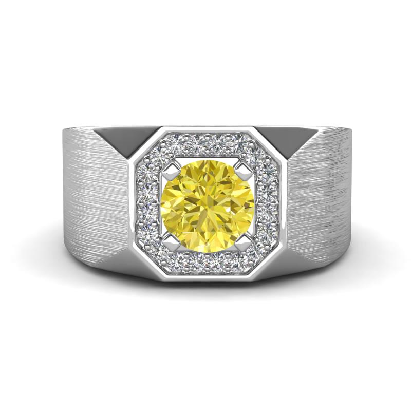 Dominic 1.30 ctw Yellow Diamond Hexagonal Halo Men Wedding Band (11 mm) 