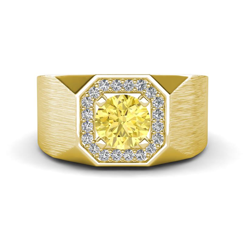 Dominic 1.50 ctw Created Yellow Sapphire Hexagonal Halo Men Wedding Band (11 mm) 