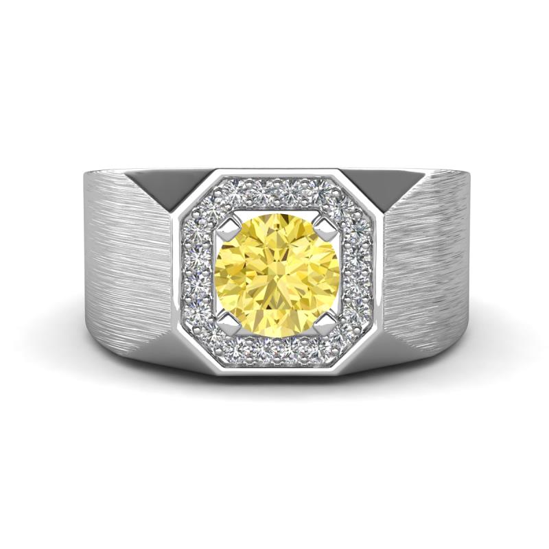 Dominic 1.50 ctw Created Yellow Sapphire Hexagonal Halo Men Wedding Band (11 mm) 