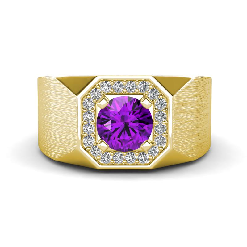 Dominic 1.17 ctw Amethyst Hexagonal Halo Men Wedding Band (11 mm) 