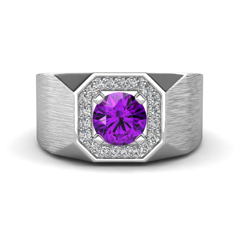 Dominic 1.17 ctw Amethyst Hexagonal Halo Men Wedding Band (11 mm) 