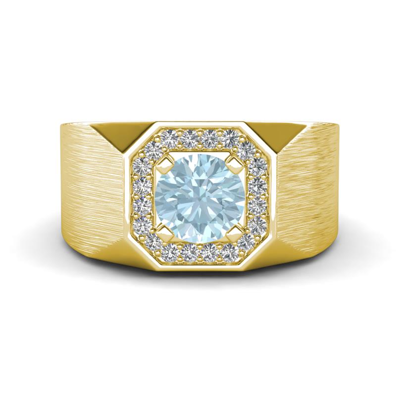 Dominic 1.17 ctw Aquamarine Hexagonal Halo Men Wedding Band (11 mm) 