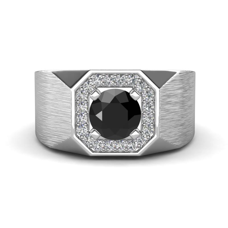 Dominic 1.80 ctw Black Diamond Hexagonal Halo Men Wedding Band (11 mm) 