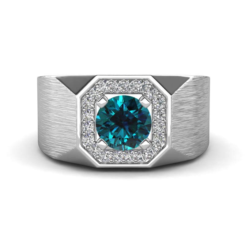 Dominic 1.30 ctw Blue Diamond Hexagonal Halo Men Wedding Band (11 mm) 