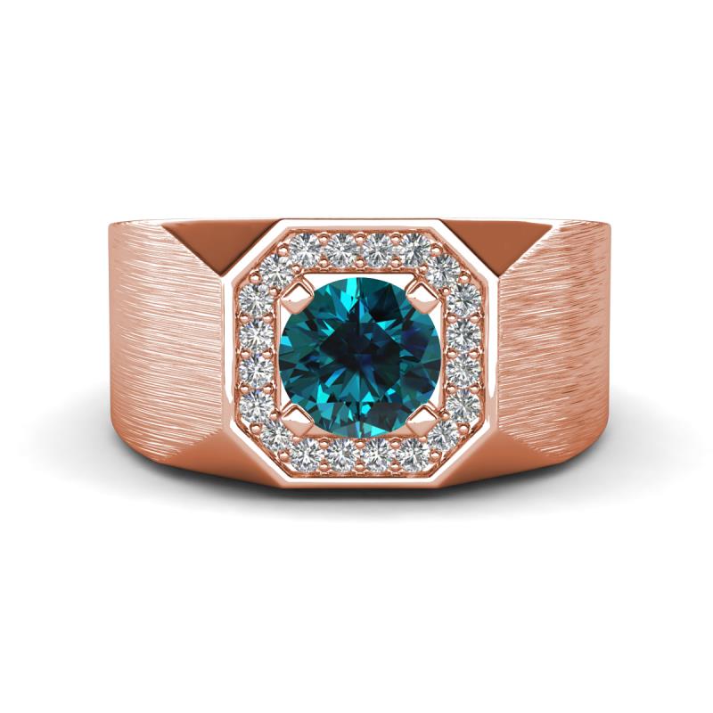 Dominic 1.30 ctw Blue Diamond Hexagonal Halo Men Wedding Band (11 mm) 