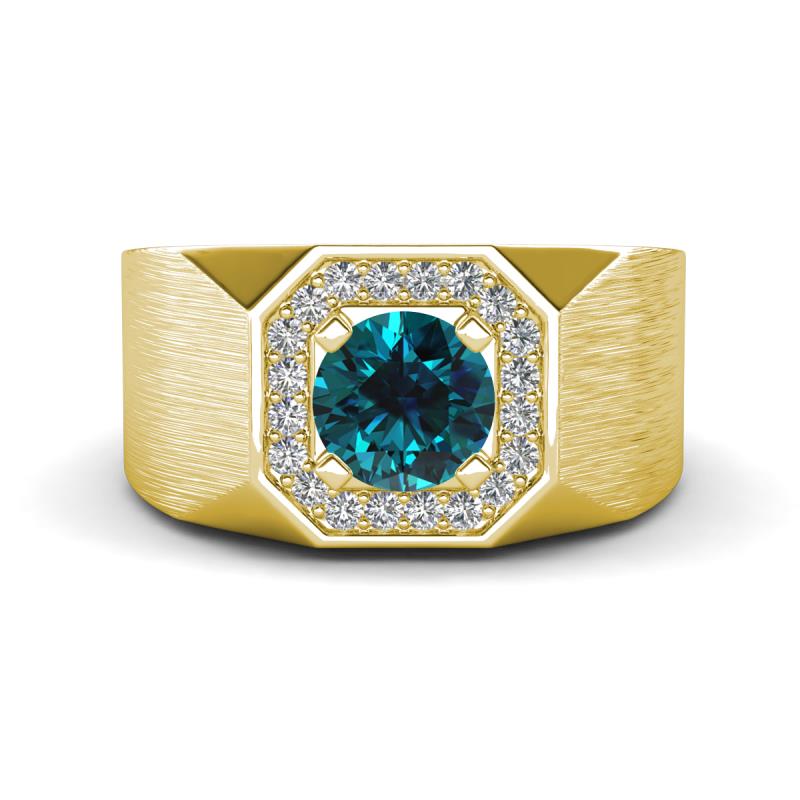 Dominic 1.30 ctw Blue Diamond Hexagonal Halo Men Wedding Band (11 mm) 