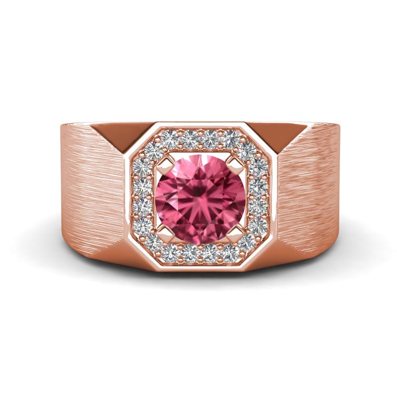 Dominic 1.17 ctw Pink Tourmaline Hexagonal Halo Men Wedding Band (11 mm) 