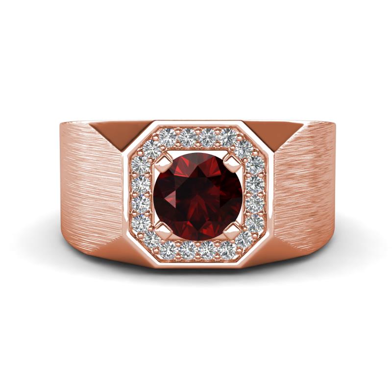 Dominic 1.35 ctw Red Garnet Hexagonal Halo Men Wedding Band (11 mm) 