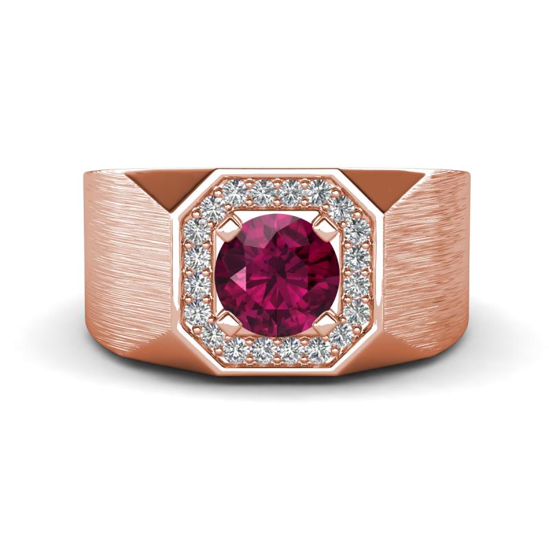 Dominic 1.30 ctw Rhodolite Garnet Hexagonal Halo Men Wedding Band (11 mm) 