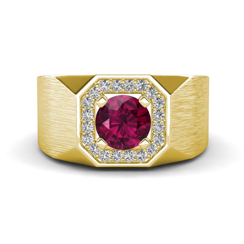 Dominic 1.30 ctw Rhodolite Garnet Hexagonal Halo Men Wedding Band (11 mm) 