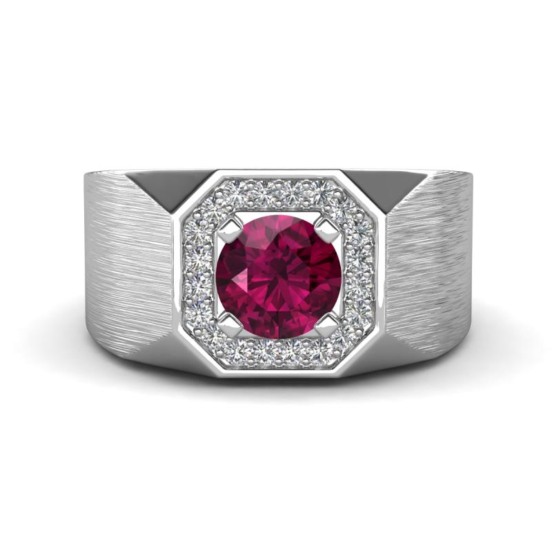 Dominic 1.30 ctw Rhodolite Garnet Hexagonal Halo Men Wedding Band (11 mm) 