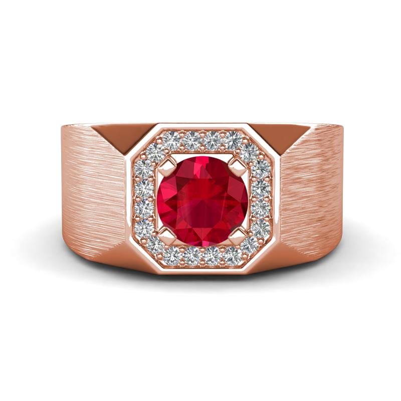 Dominic 1.25 ctw Created Ruby Hexagonal Halo Men Wedding Band (11 mm) 