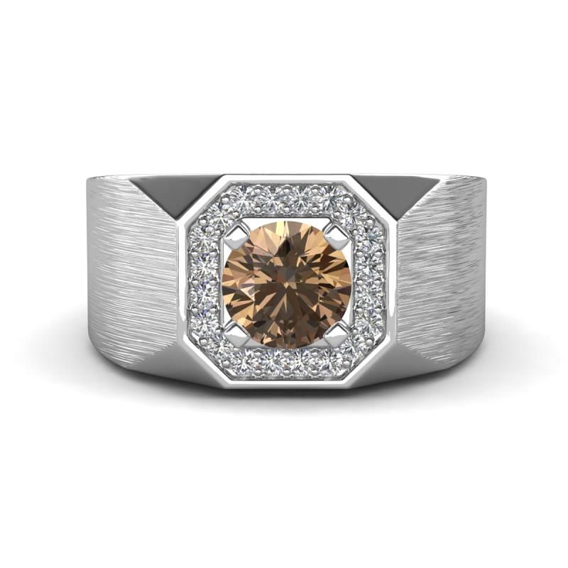 Dominic 1.30 ctw Smoky Quartz Hexagonal Halo Men Wedding Band (11 mm) 