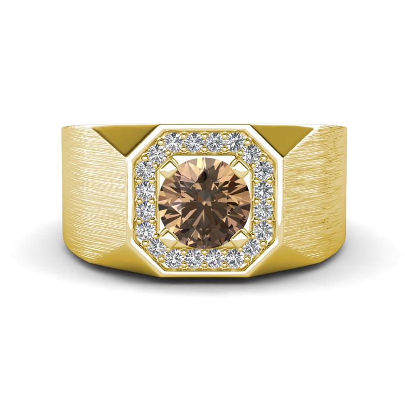 Dominic 1.30 ctw Smoky Quartz Hexagonal Halo Men Wedding Band (11 mm) 