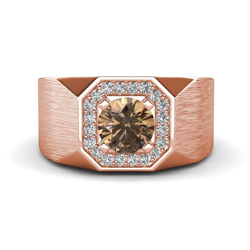 Dominic 1.30 ctw Smoky Quartz Hexagonal Halo Men Wedding Band (11 mm) 