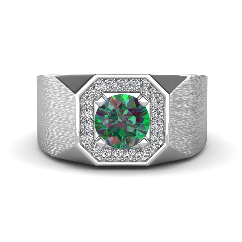 Dominic 1.30 ctw Created Alexandrite Hexagonal Halo Men Wedding Band (11 mm) 