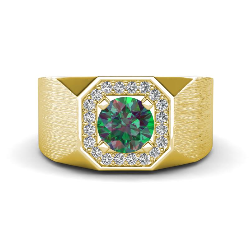 Dominic 1.30 ctw Created Alexandrite Hexagonal Halo Men Wedding Band (11 mm) 