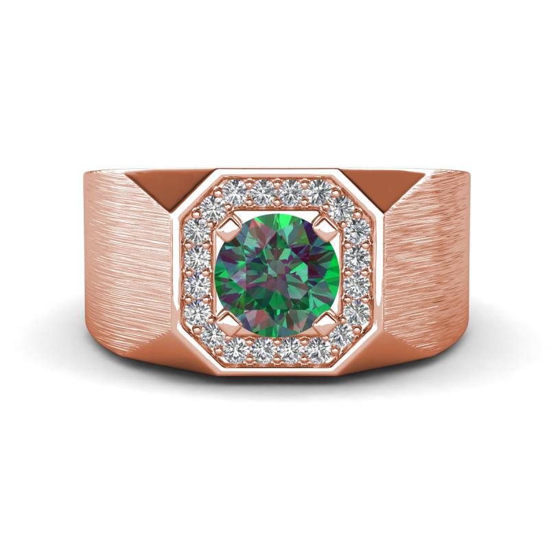 Dominic 1.30 ctw Created Alexandrite Hexagonal Halo Men Wedding Band (11 mm) 