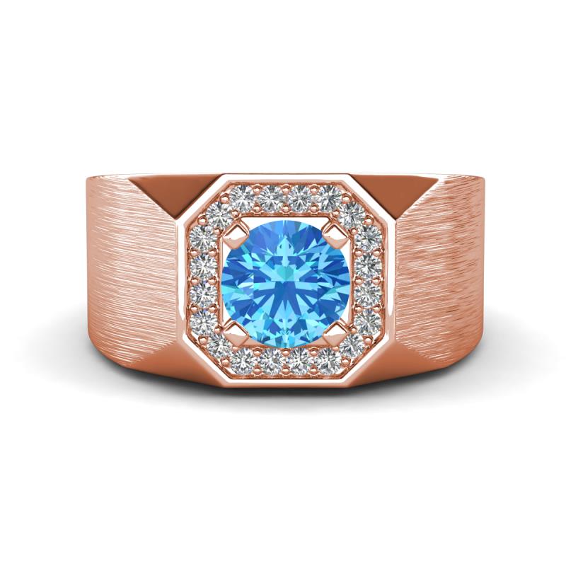 Dominic 1.25 ctw Blue Topaz Hexagonal Halo Men Wedding Band (11 mm) 