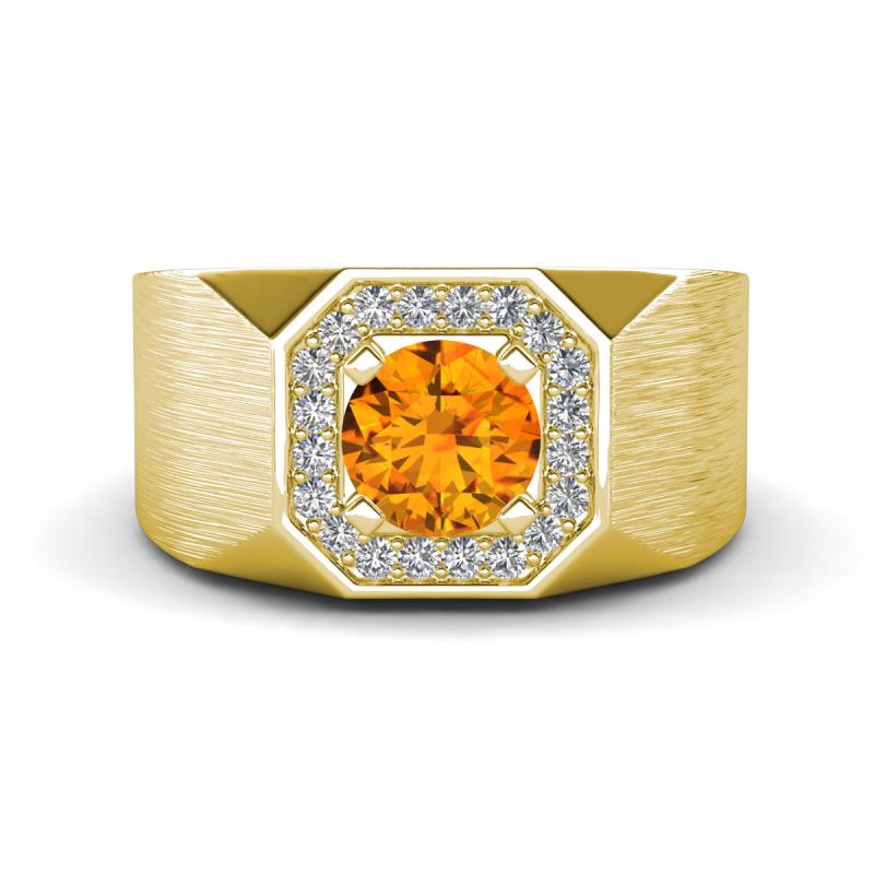 Dominic 1.17 ctw Citrine Hexagonal Halo Men Wedding Band (11 mm) 