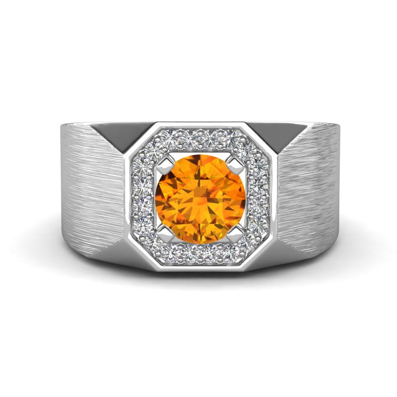 Dominic 1.17 ctw Citrine Hexagonal Halo Men Wedding Band (11 mm) 
