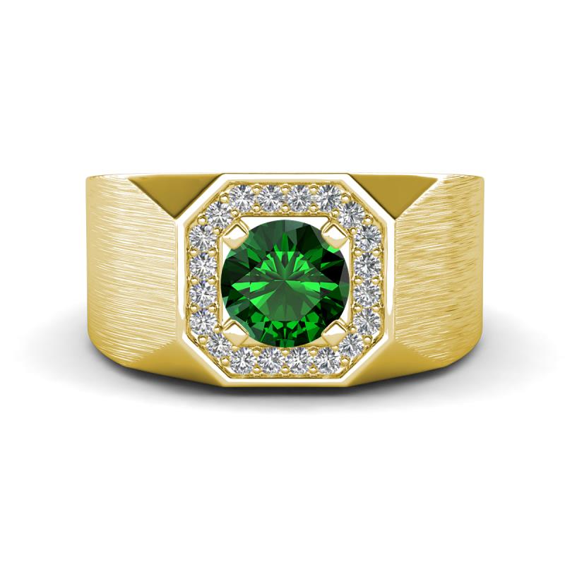 Dominic 1.15 ctw Created Emerald Hexagonal Halo Men Wedding Band (11 mm) 