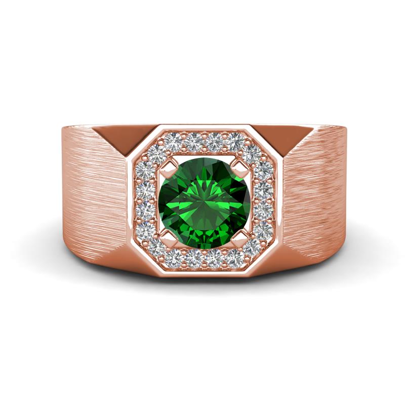 Dominic 1.15 ctw Created Emerald Hexagonal Halo Men Wedding Band (11 mm) 