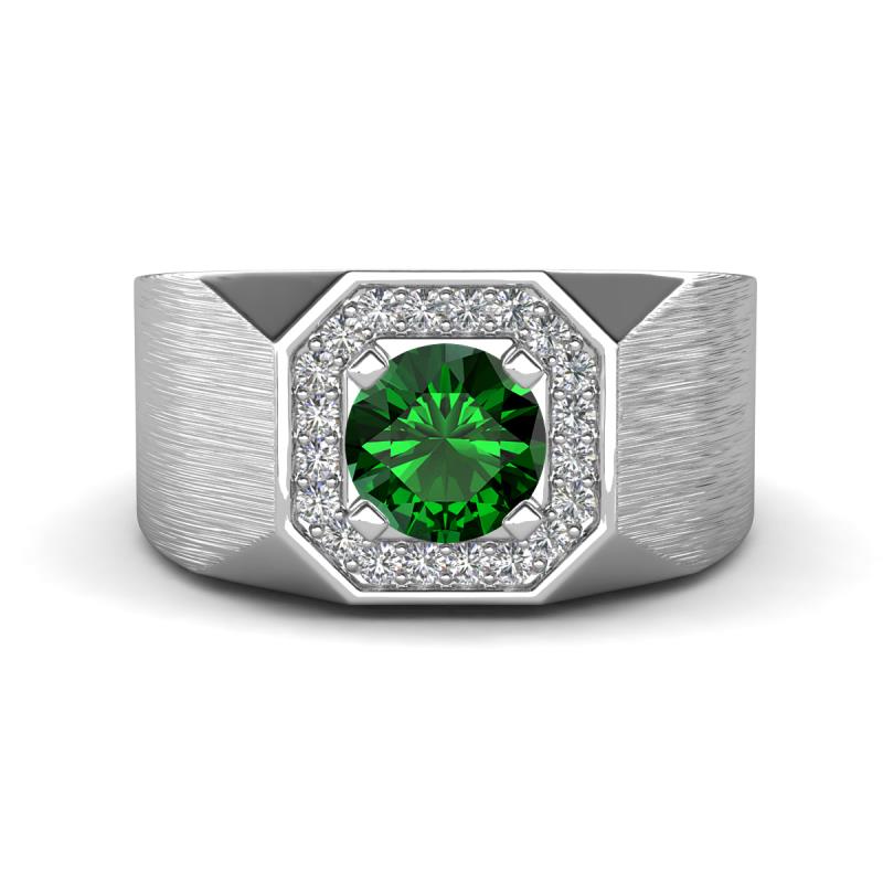 Dominic 1.15 ctw Created Emerald Hexagonal Halo Men Wedding Band (11 mm) 