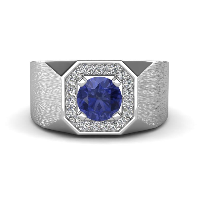 Dominic 1.10 ctw Iolite Hexagonal Halo Men Wedding Band (11 mm) 