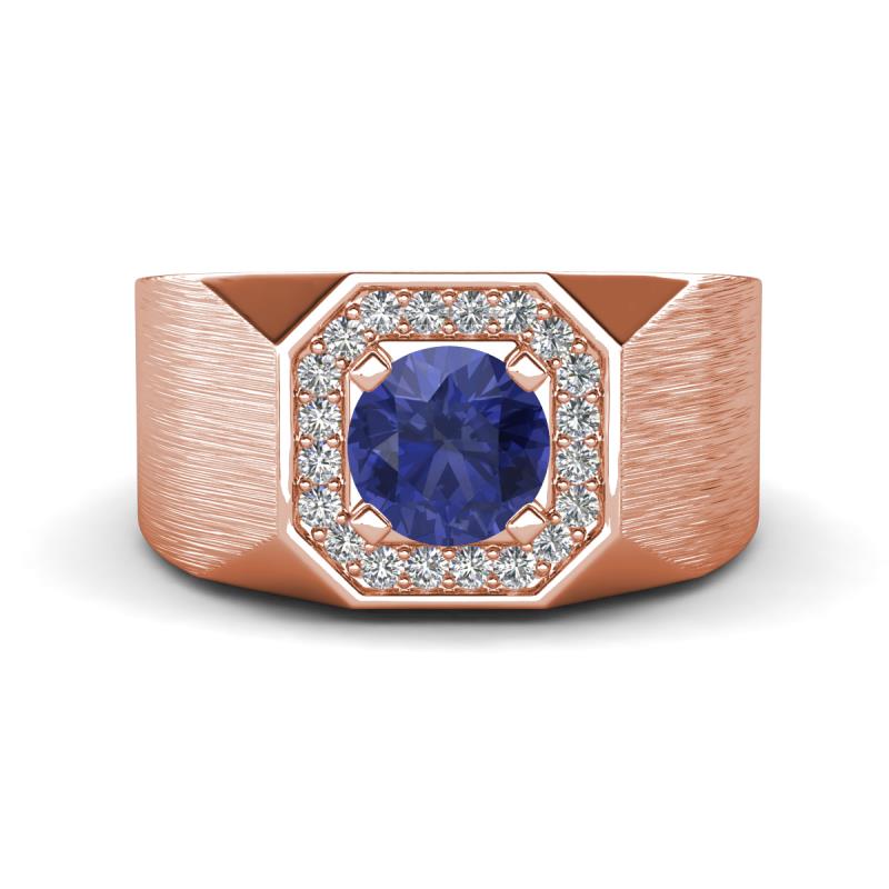 Dominic 1.10 ctw Iolite Hexagonal Halo Men Wedding Band (11 mm) 