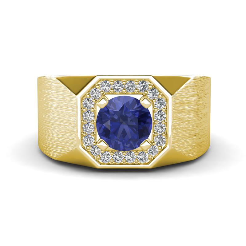 Dominic 1.10 ctw Iolite Hexagonal Halo Men Wedding Band (11 mm) 