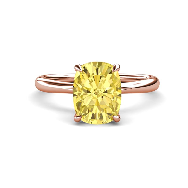 Solina 2.89 ctw Antique Cushion Shape Created Yellow Sapphire accented Lab Grown Diamond Hidden Halo Women Engagement Ring 