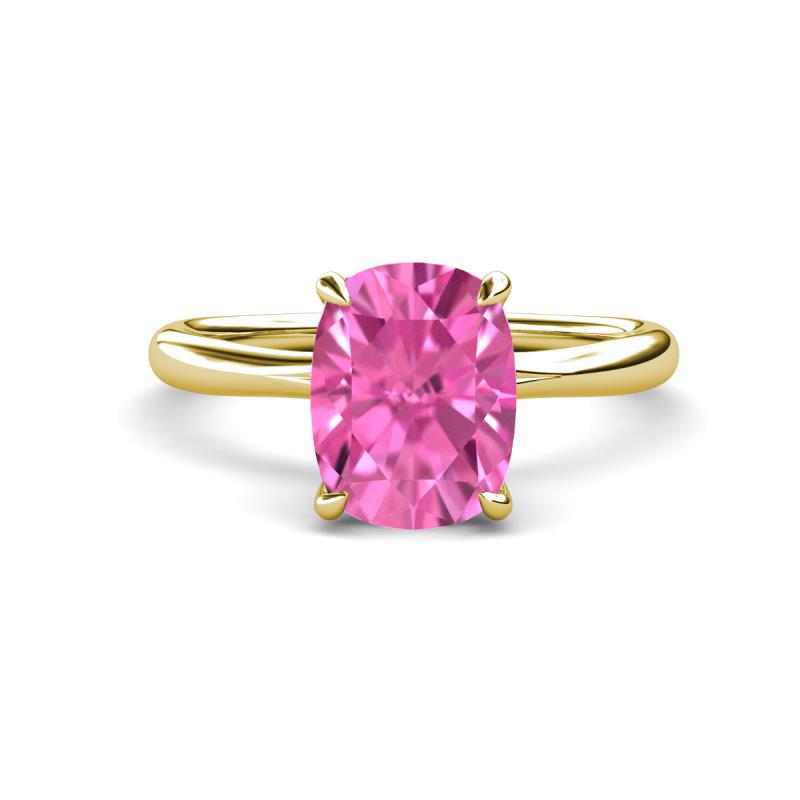 Solina 2.89 ctw Antique Cushion Shape Created Pink Sapphire accented Lab Grown Diamond Hidden Halo Women Engagement Ring 