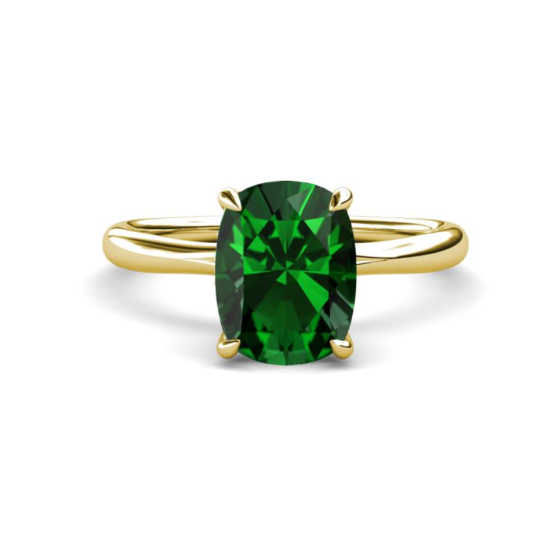Solina 2.29 ctw Antique Cushion Shape Created Emerald accented Lab Grown Diamond Hidden Halo Women Engagement Ring 