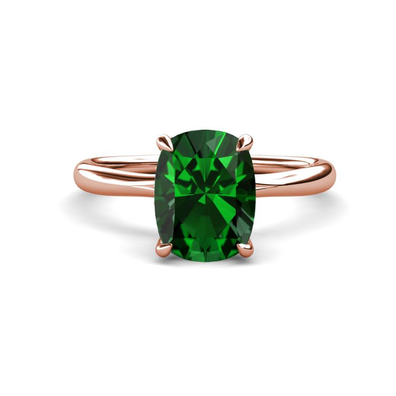 Solina 2.29 ctw Antique Cushion Shape Created Emerald accented Lab Grown Diamond Hidden Halo Women Engagement Ring 