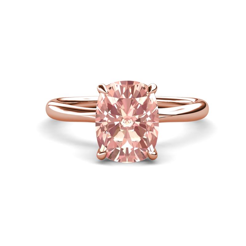 Solina 1.93 ctw Antique Cushion Shape Morganite accented Lab Grown Diamond Hidden Halo Women Engagement Ring 