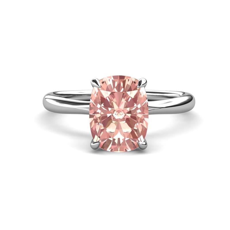 Solina 1.93 ctw Antique Cushion Shape Morganite accented Lab Grown Diamond Hidden Halo Women Engagement Ring 