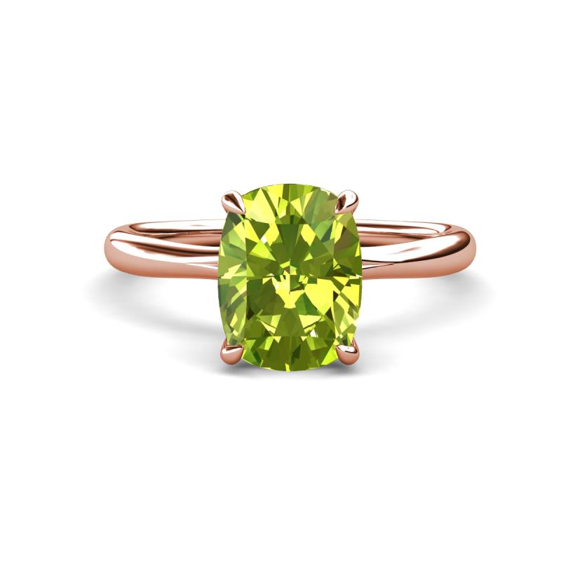 Solina 2.34 ctw Antique Cushion Shape Peridot accented Lab Grown Diamond Hidden Halo Women Engagement Ring 