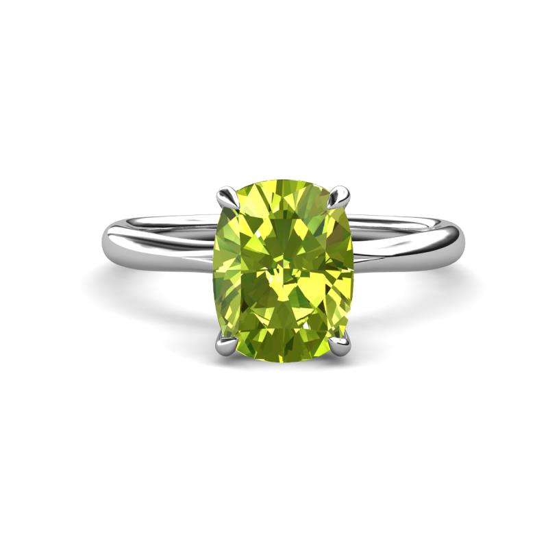 Solina 2.34 ctw Antique Cushion Shape Peridot accented Lab Grown Diamond Hidden Halo Women Engagement Ring 