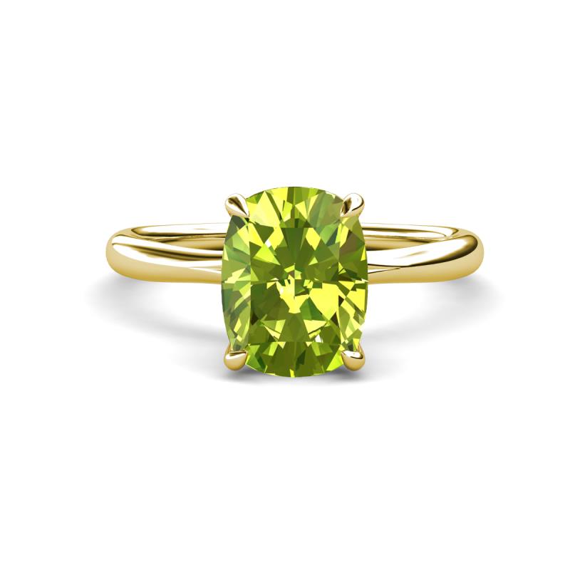 Solina 2.34 ctw Antique Cushion Shape Peridot accented Lab Grown Diamond Hidden Halo Women Engagement Ring 