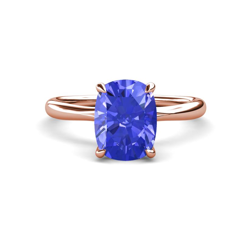 Solina 3.14 ctw Antique Cushion Shape Tanzanite accented Lab Grown Diamond Hidden Halo Women Engagement Ring 