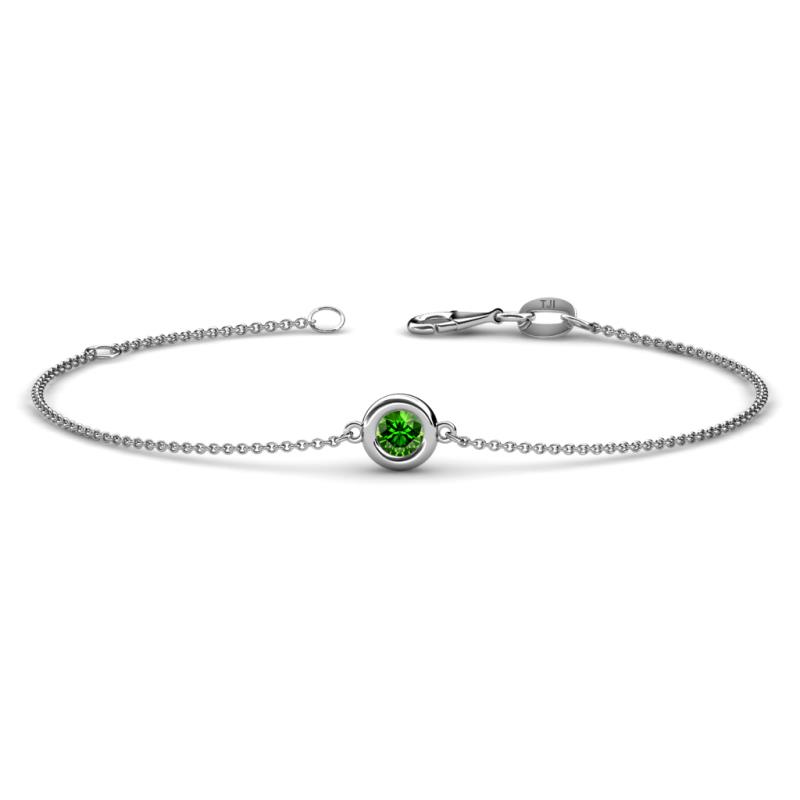Alys (4mm) Round Green Garnet Solitaire Station Minimalist Bracelet 