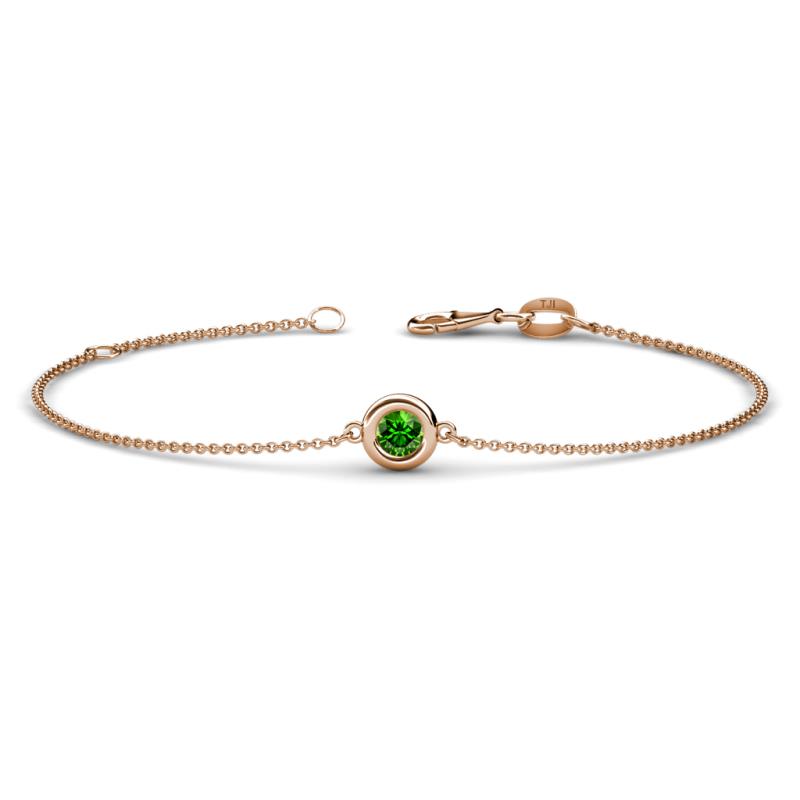 Alys (4mm) Round Green Garnet Solitaire Station Minimalist Bracelet 