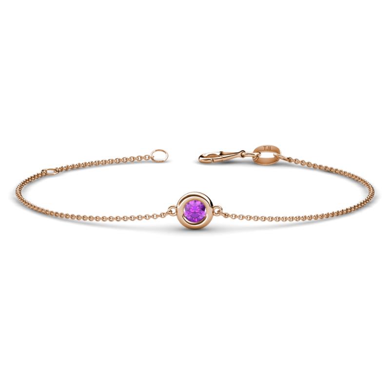 Alys (4mm) Round Amethyst Solitaire Station Minimalist Bracelet 