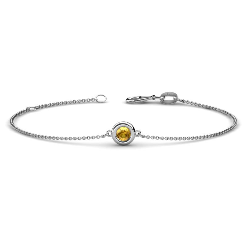 Alys (4mm) Round Citrine Solitaire Station Minimalist Bracelet 