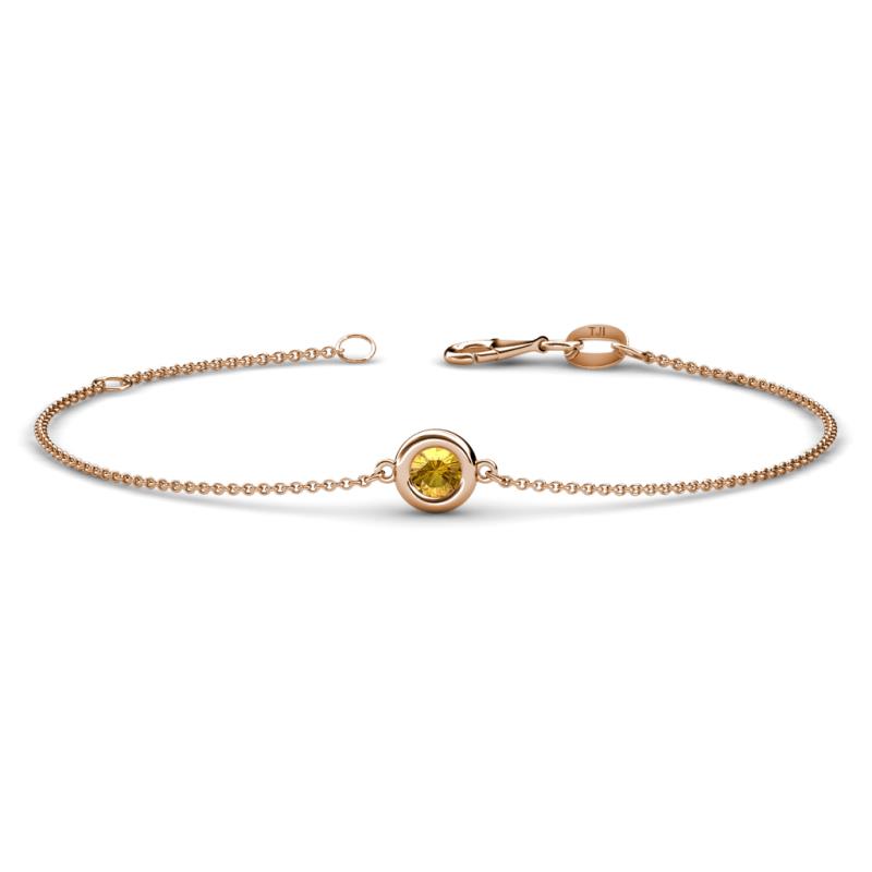 Alys (4mm) Round Citrine Solitaire Station Minimalist Bracelet 