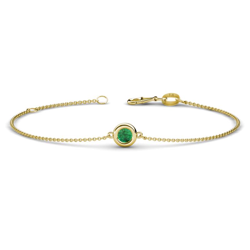 Alys (4mm) Round Emerald Solitaire Station Minimalist Bracelet 